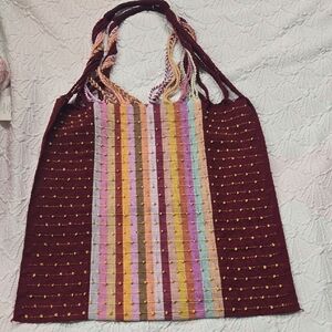 Multicolor Woven Tote Bag